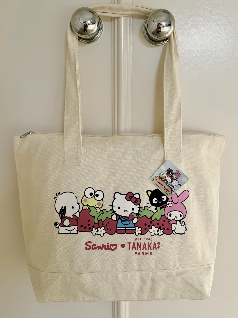 SANRIO Hello Kitty and Friends Cream Canvas Tote with Zip Closure (NWT)
